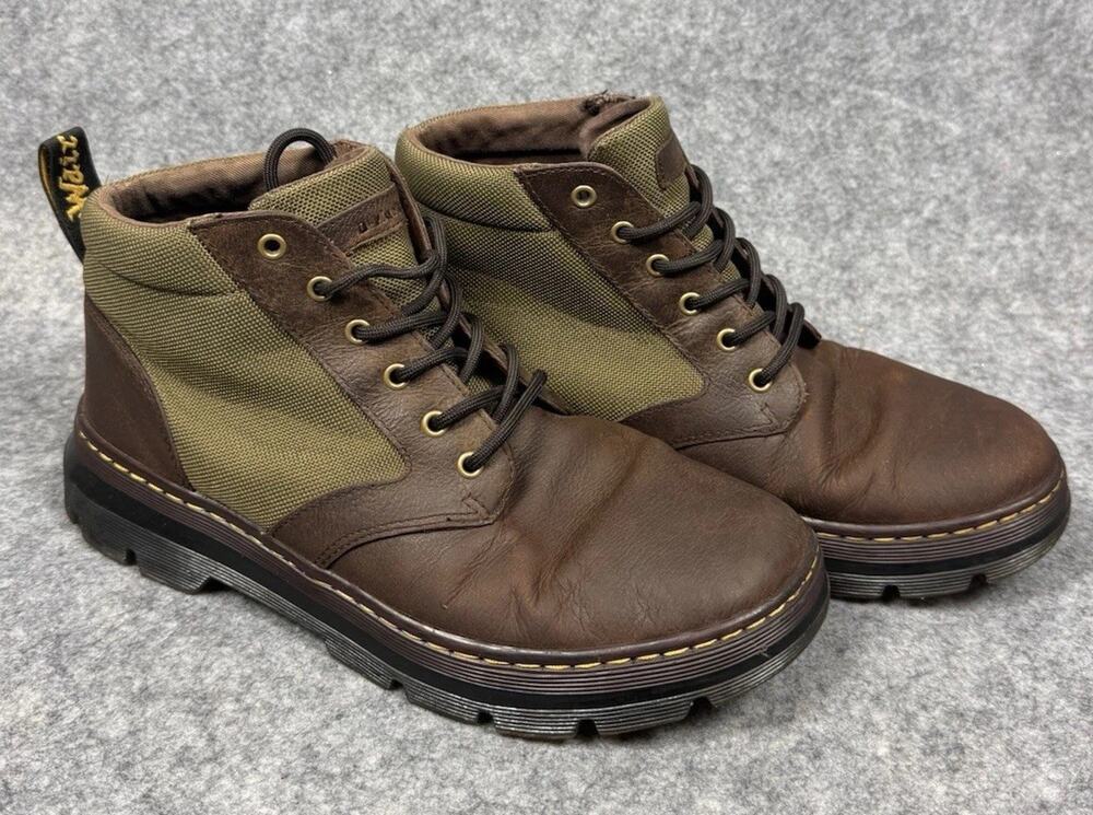 Dr Martens Boots Mens 9 Bonny II Ankle Booties Brown Canvas Round Toe Lace Up